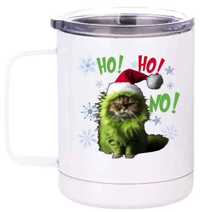 Ho Ho No Funny Bad Cat Christmas Front & Back 12oz Stainless Steel Tumbler Cup