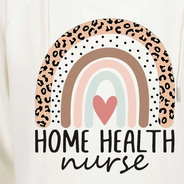 Home Health Nurse Home Care Nursing leopard rainbow Womens Funnel Neck Pullover Hood