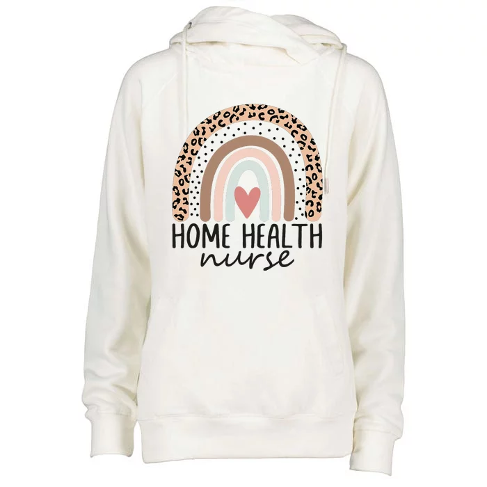 Home Health Nurse Home Care Nursing leopard rainbow Womens Funnel Neck Pullover Hood