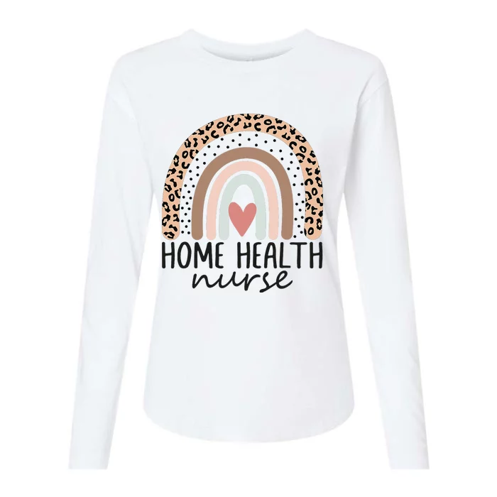 Home Health Nurse Home Care Nursing leopard rainbow Womens Cotton Relaxed Long Sleeve T-Shirt