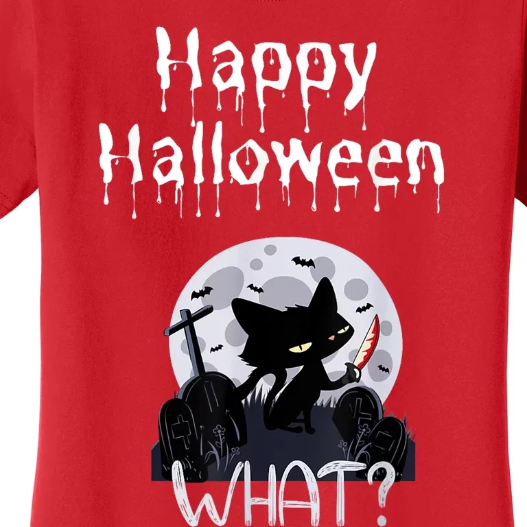 Happy Halloween Night With Black Cat Women's T-Shirt