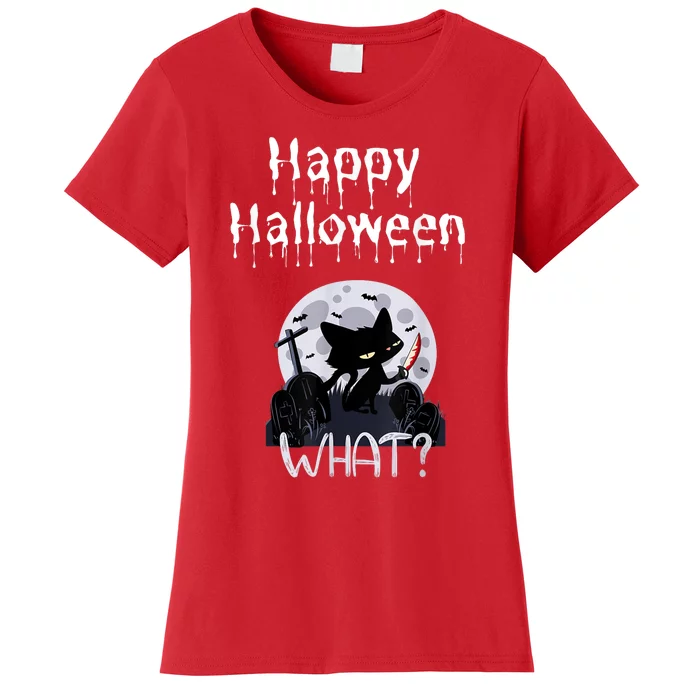 Happy Halloween Night With Black Cat Women's T-Shirt