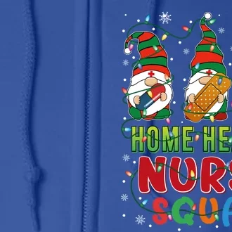 Home Health Nurse Squad Three Gnomes Christmas Gnome Nurse Gift Full Zip Hoodie