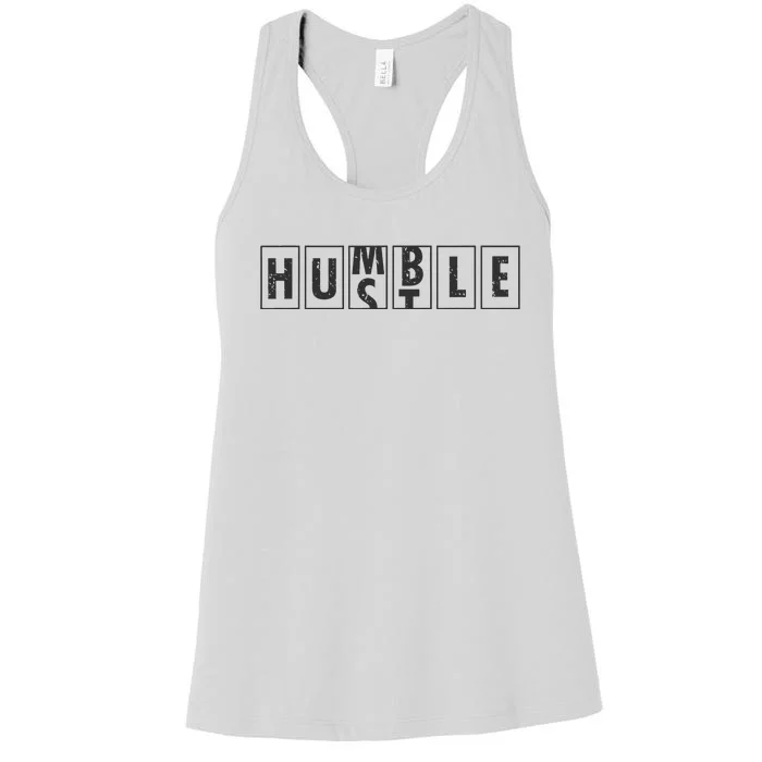 Humble Hustle Odometer Style Graphic Design Women's Racerback Tank