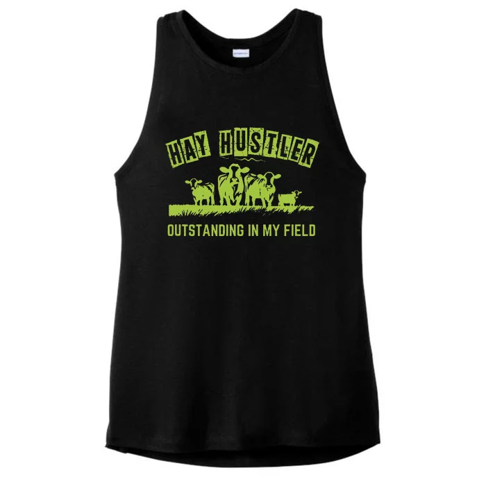 Hay Hustler Outstanding In My Field Ladies Tri-Blend Wicking Tank