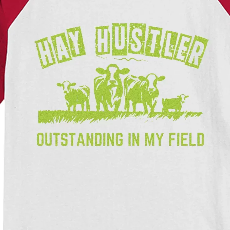 Hay Hustler Outstanding In My Field Kids Colorblock Raglan Jersey