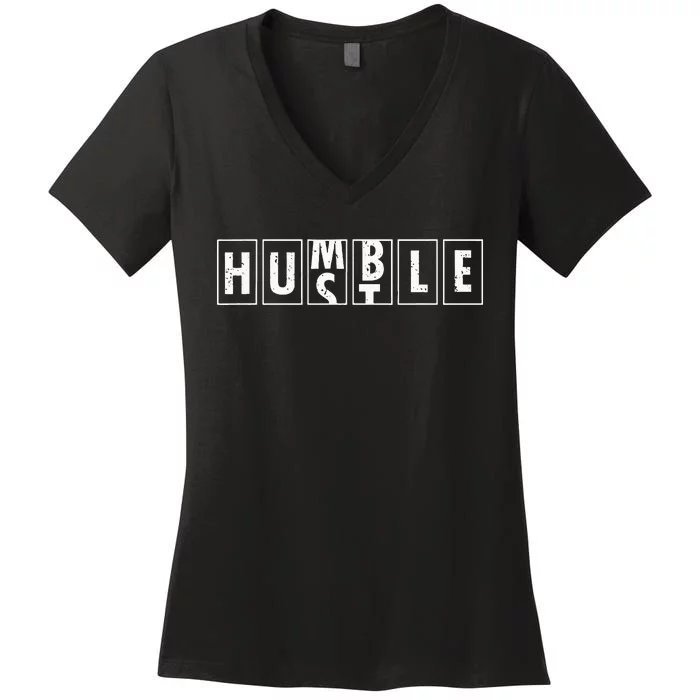 Humble Hustle Odometer Style Graphic Design Women's V-Neck T-Shirt