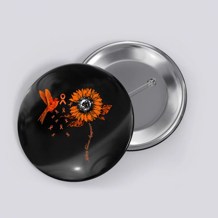 Hummingbird Holding Orange Ribbon Kidney Cancer Awareness Button