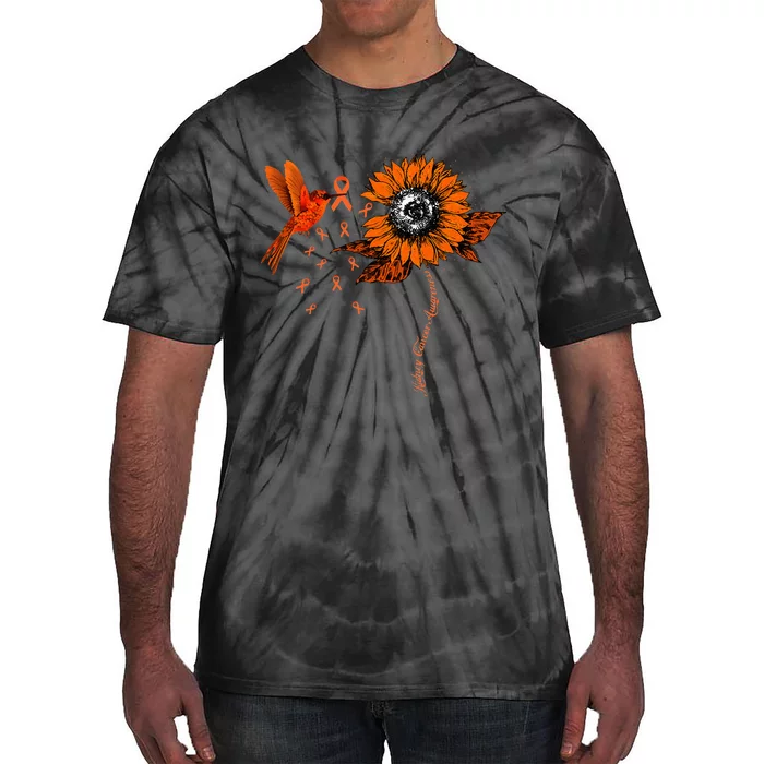 Hummingbird Holding Orange Ribbon Kidney Cancer Awareness Tie-Dye T-Shirt