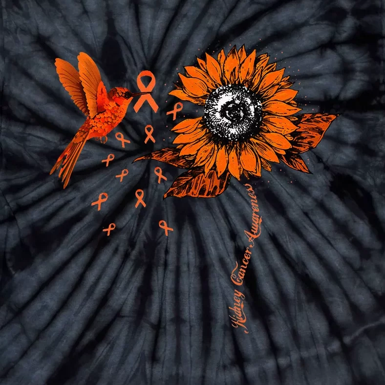 Hummingbird Holding Orange Ribbon Kidney Cancer Awareness Tie-Dye T-Shirt