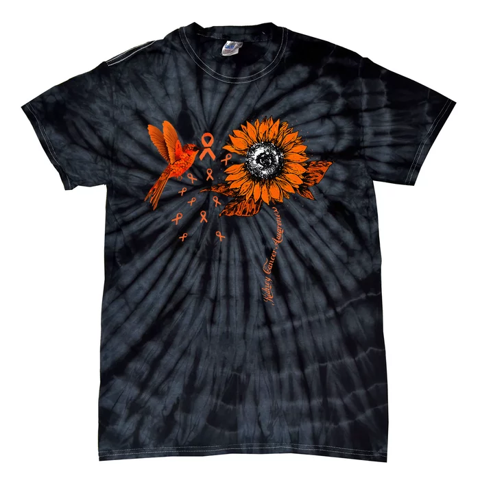 Hummingbird Holding Orange Ribbon Kidney Cancer Awareness Tie-Dye T-Shirt