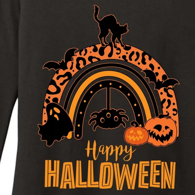 Happy Halloween Orange Patterned Rainbow Womens CVC Long Sleeve Shirt