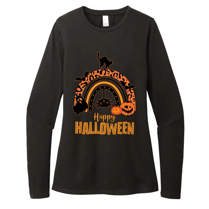 Happy Halloween Orange Patterned Rainbow Womens CVC Long Sleeve Shirt