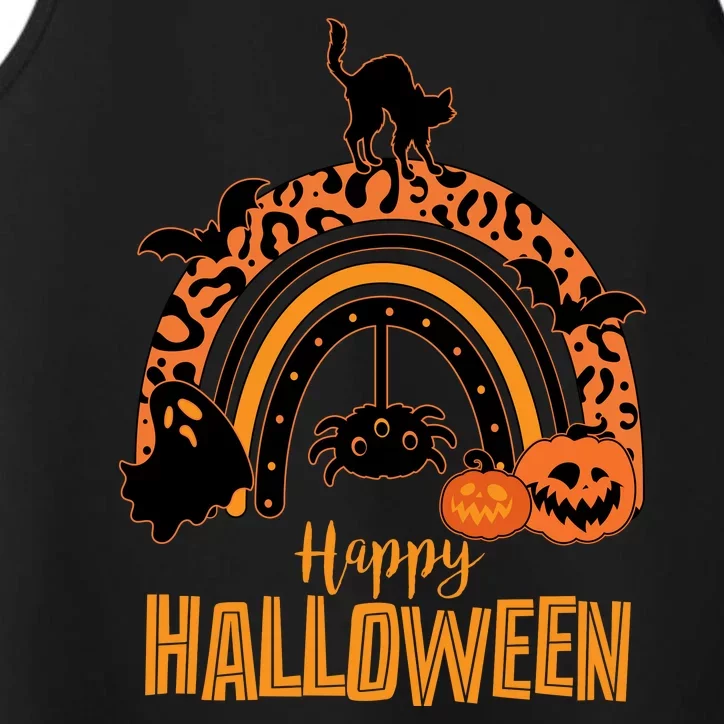 Happy Halloween Orange Patterned Rainbow Performance Tank