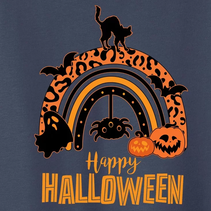 Happy Halloween Orange Patterned Rainbow Toddler T-Shirt