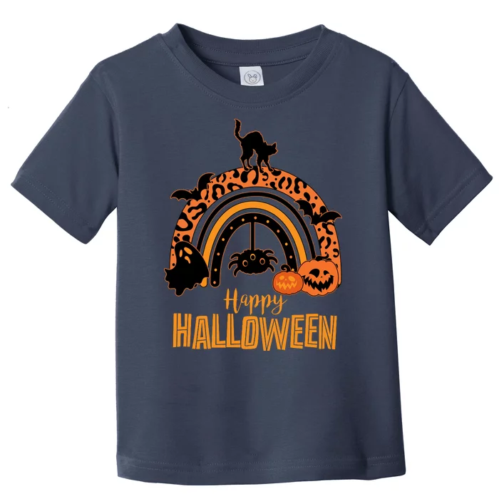 Happy Halloween Orange Patterned Rainbow Toddler T-Shirt