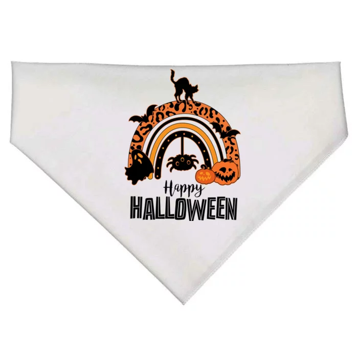 Happy Halloween Orange Patterned Rainbow USA-Made Doggie Bandana