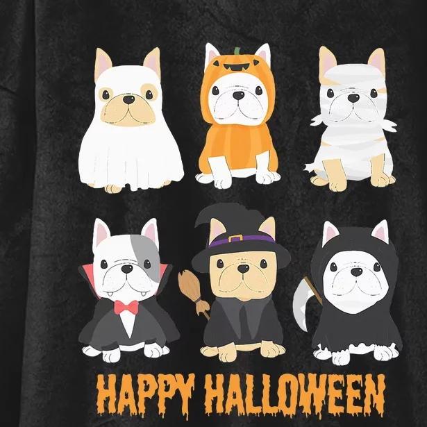 Happy Halloween Pug Dogs Cute French Bulldog Lover Gifts Hooded Wearable Blanket