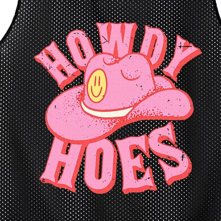 Howdy Hoes Pink Retro Funny Cowboy Cowgirl Western Mesh Reversible Basketball Jersey Tank