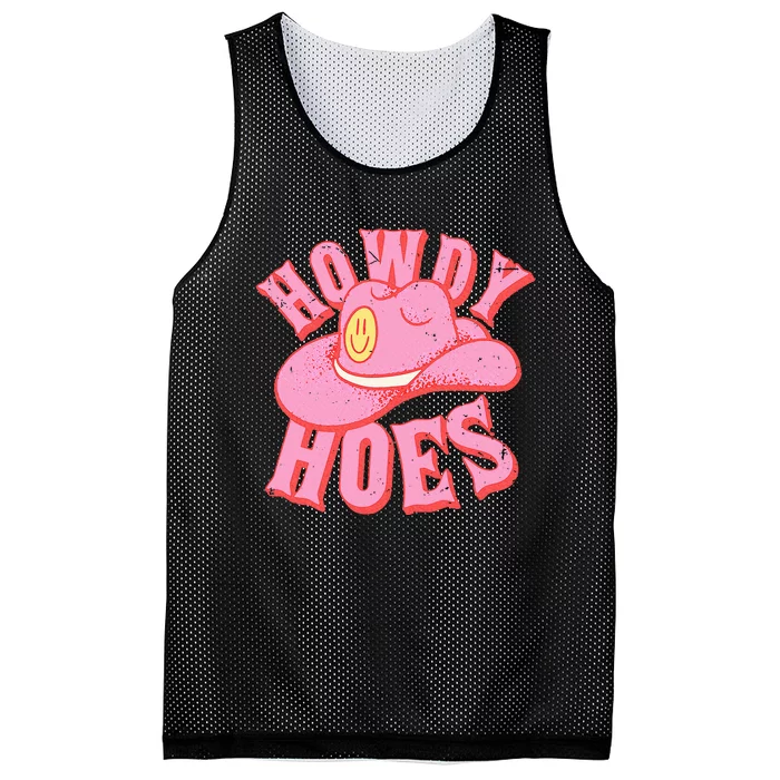 Howdy Hoes Pink Retro Funny Cowboy Cowgirl Western Mesh Reversible Basketball Jersey Tank