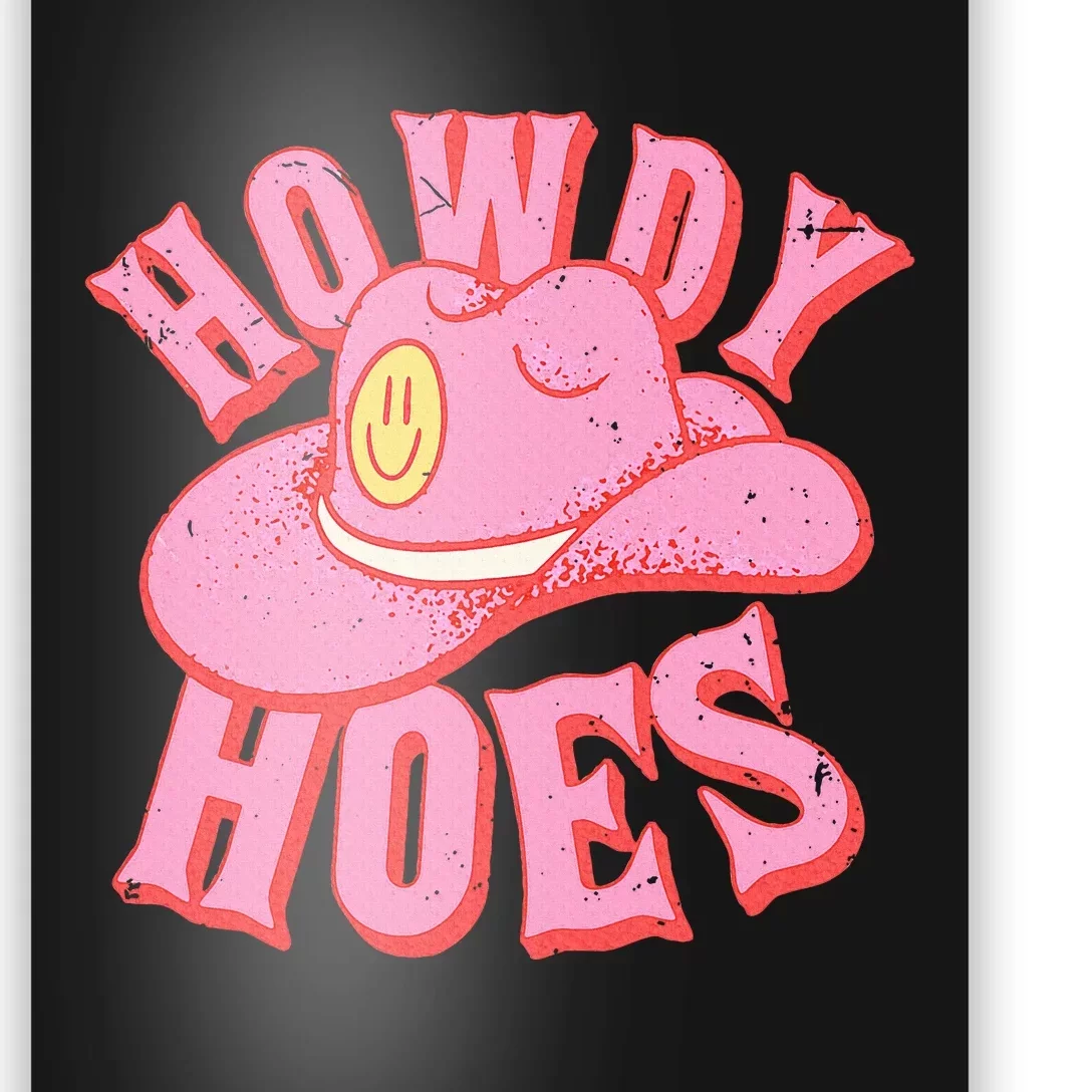 Howdy Hoes Pink Retro Funny Cowboy Cowgirl Western Poster