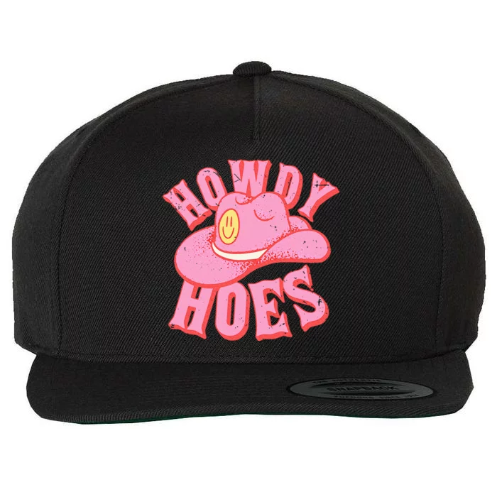 Howdy Hoes Pink Retro Funny Cowboy Cowgirl Western Wool Snapback Cap