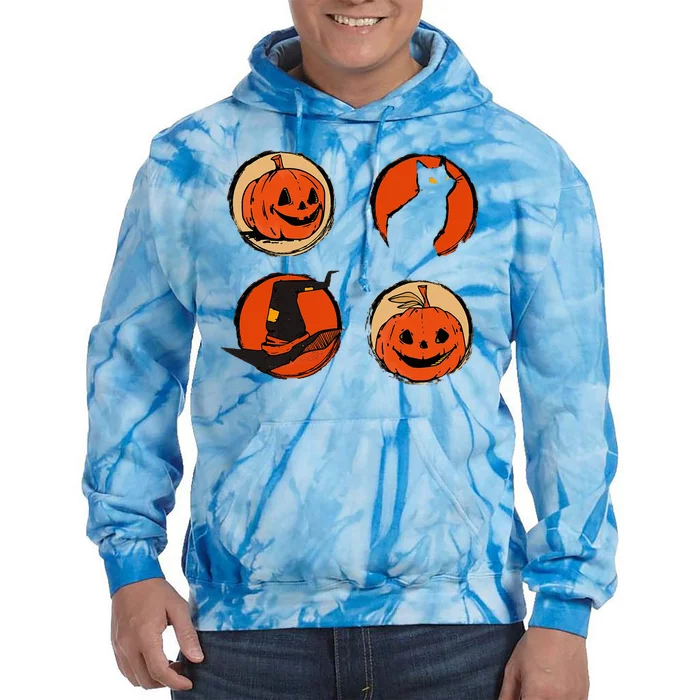 Halloween Hat Pumpkin Cat Costume Tie Dye Hoodie