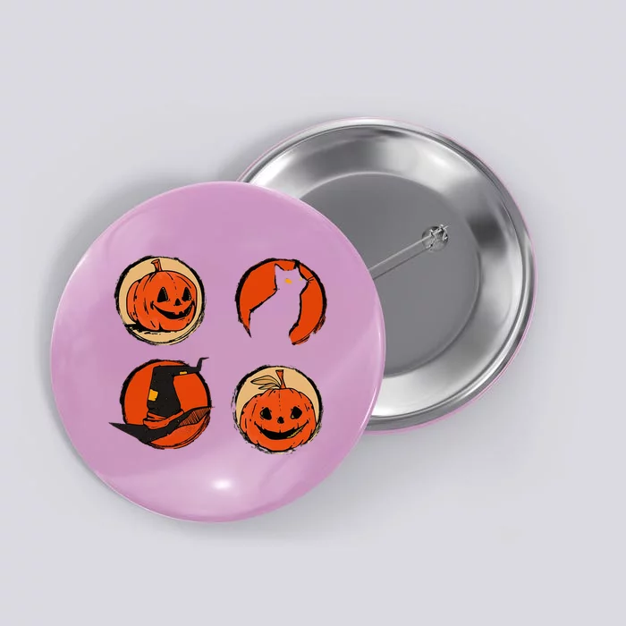 Halloween Hat Pumpkin Cat Costume Button