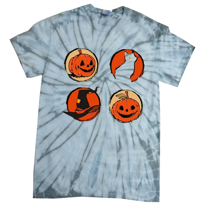 Halloween Hat Pumpkin Cat Costume Tie-Dye T-Shirt