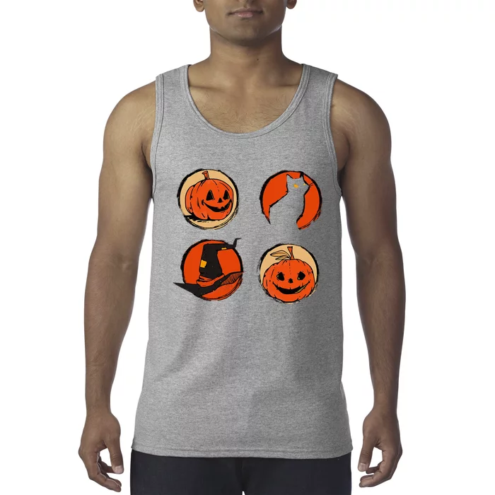 Halloween Hat Pumpkin Cat Costume Tank Top