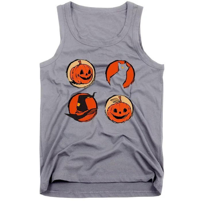 Halloween Hat Pumpkin Cat Costume Tank Top