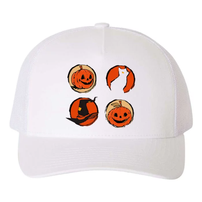 Halloween Hat Pumpkin Cat Costume Yupoong Adult 5-Panel Trucker Hat