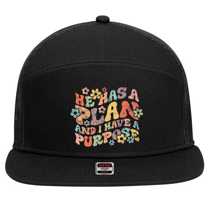 He hasa plan and i have a purpose faith jesus bible 7 Panel Mesh Trucker Snapback Hat