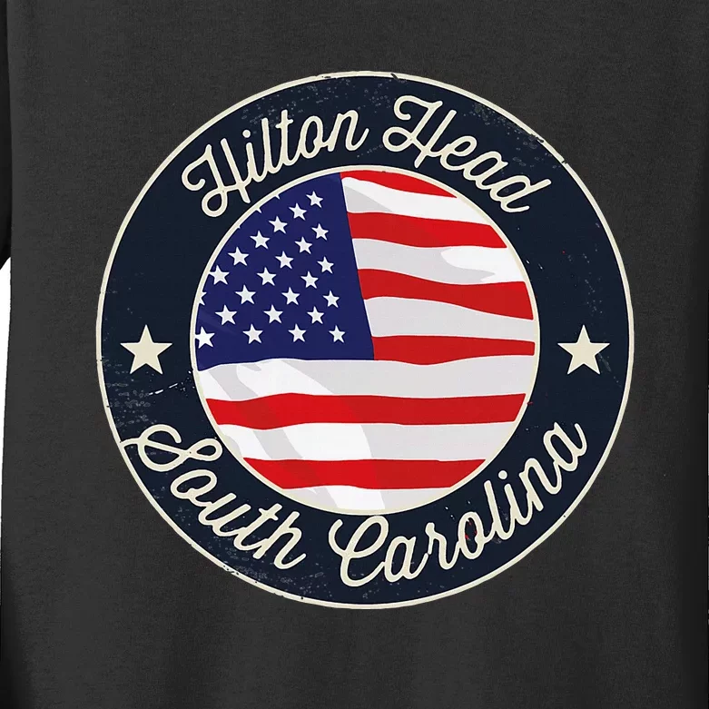 Hilton Head Patriotic South Carolina Souvenir Kids Long Sleeve Shirt