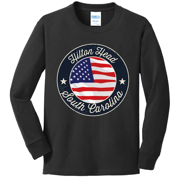 Hilton Head Patriotic South Carolina Souvenir Kids Long Sleeve Shirt