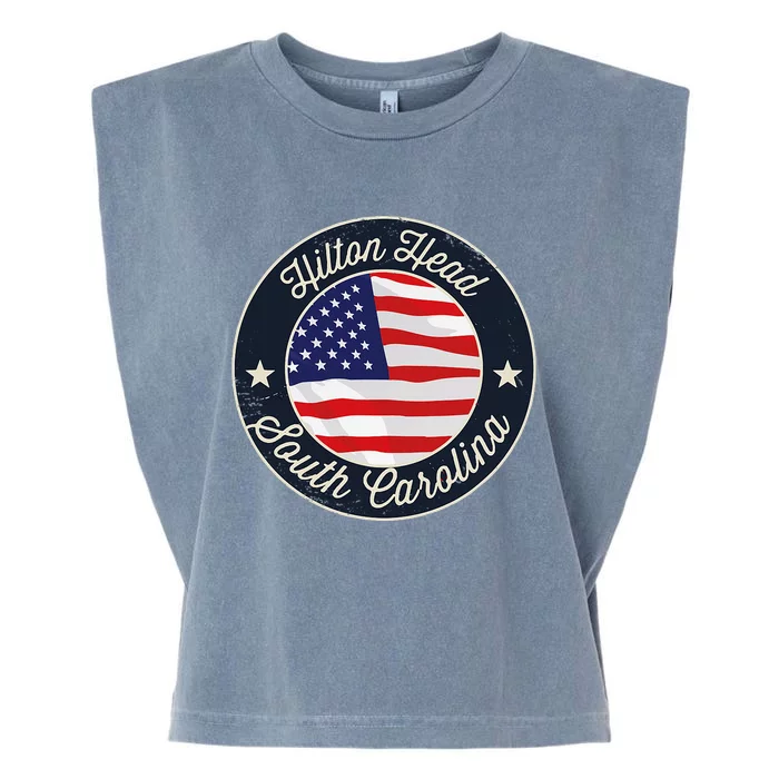 Hilton Head Patriotic South Carolina Souvenir Garment-Dyed Women's Muscle Tee