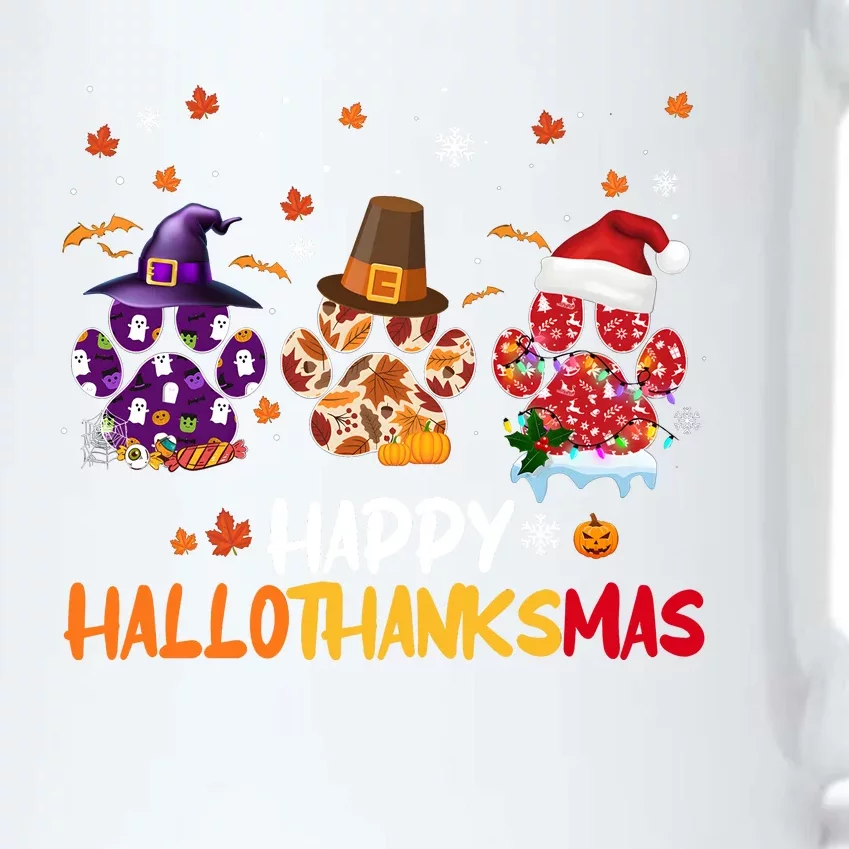 Happy Hallothanksmas Paw Halloween Thanksgiving Christmas Black Color Changing Mug