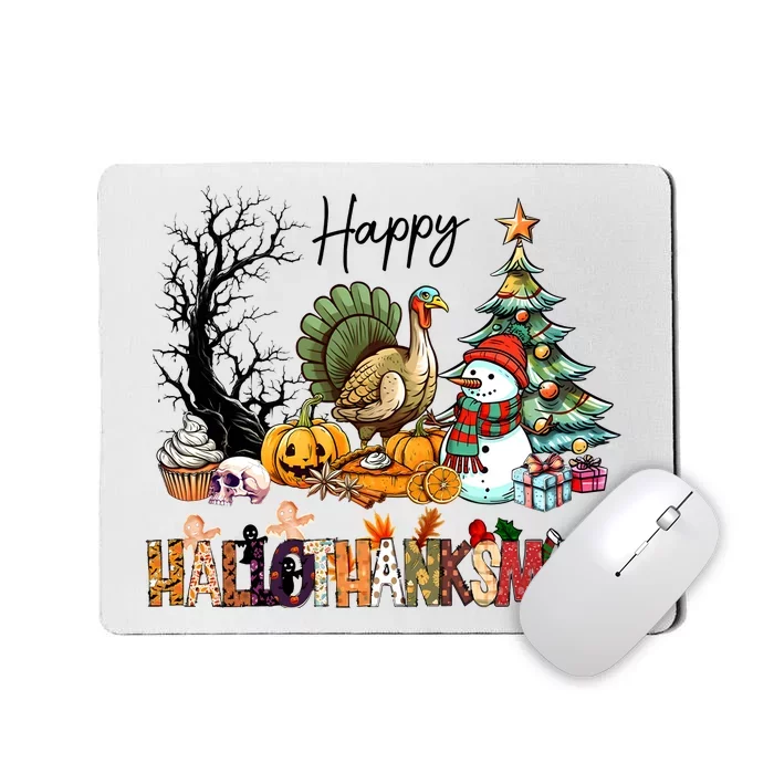 Happy Hallothanksmas Pumpkin Ice Cream Christmas Tree Mousepad