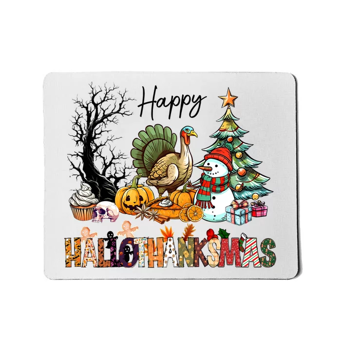 Happy Hallothanksmas Pumpkin Ice Cream Christmas Tree Mousepad