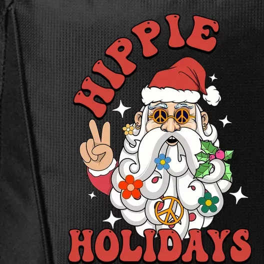 Hippie Holidays Peace Love Christmas Santa Claus Pajamas Funny Gift City Backpack