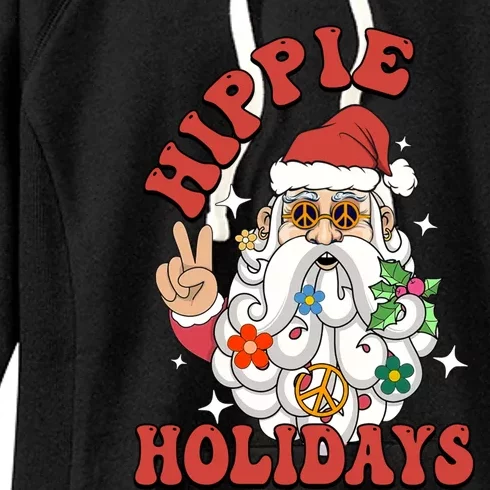 Hippie Holidays Peace Love Christmas Santa Claus Pajamas Funny Gift Women's Fleece Hoodie