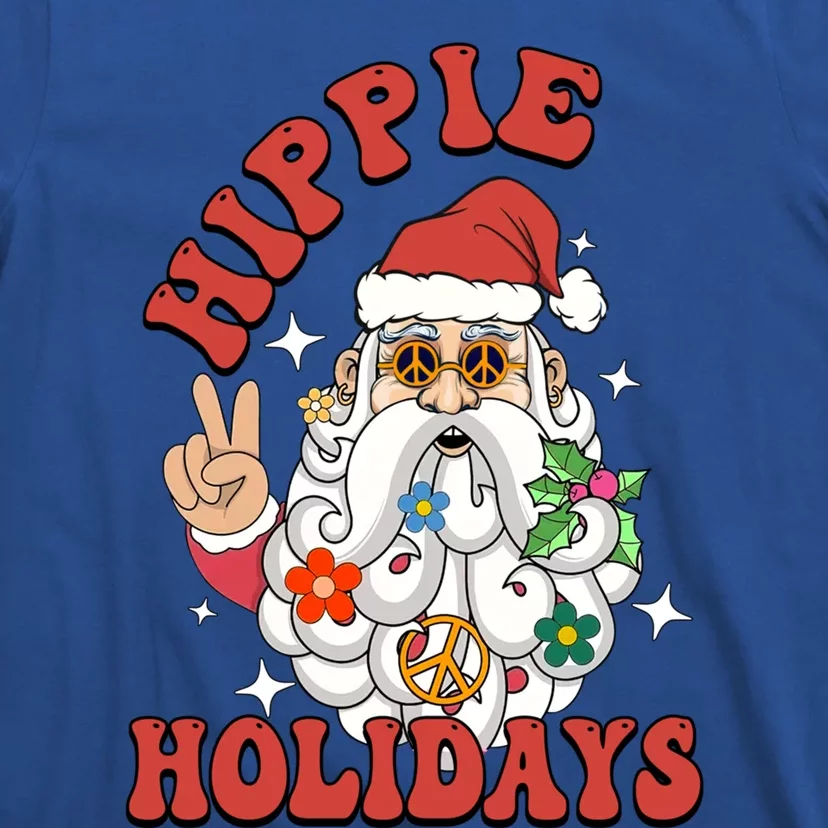 Hippie Holidays Peace Love Christmas Santa Claus Pajamas Funny Gift T-Shirt