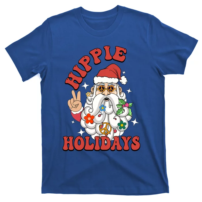 Hippie Holidays Peace Love Christmas Santa Claus Pajamas Funny Gift T-Shirt