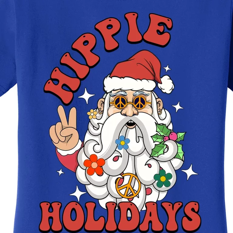 Hippie Holidays Peace Love Christmas Santa Claus Pajamas Funny Gift Women's T-Shirt