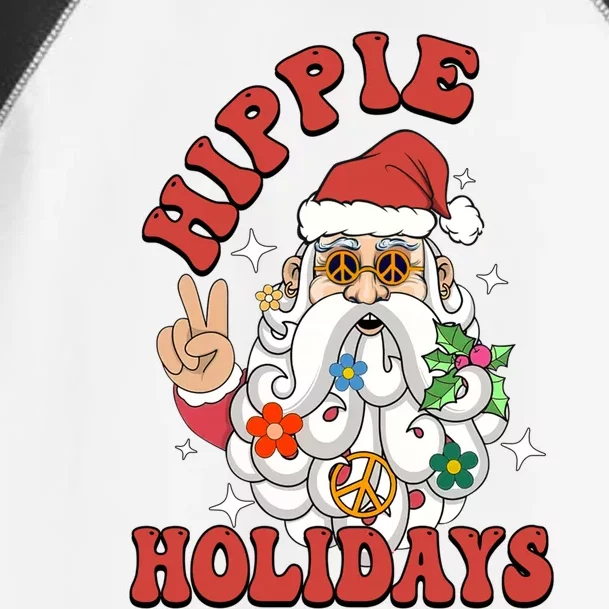 Hippie Holidays Peace Love Christmas Santa Claus Pajamas Funny Gift Toddler Fine Jersey T-Shirt