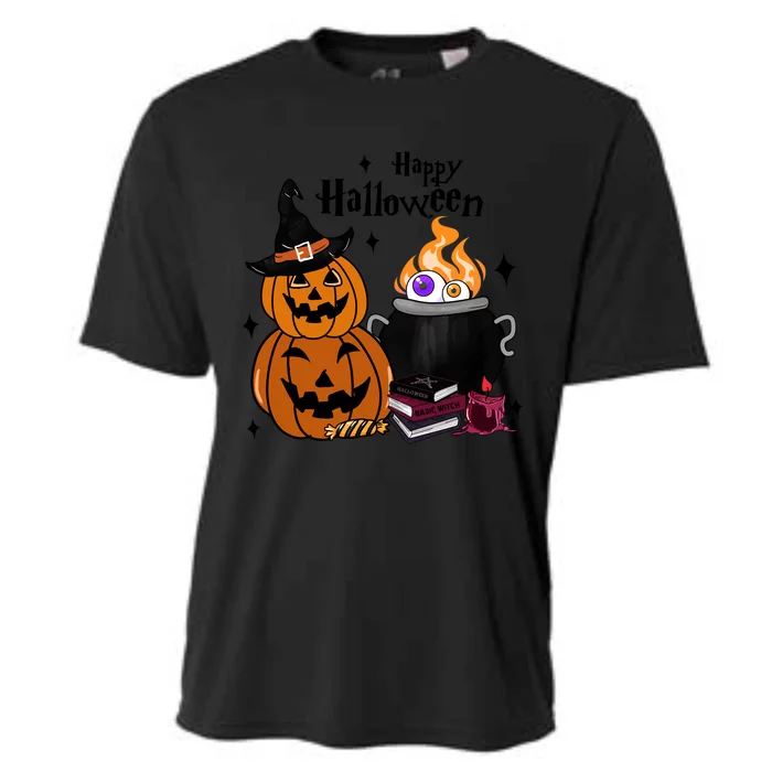 Happy Halloween Potluck Pumpkin Witch Spooky Graphic Plus Size Party Cooling Performance Crew T-Shirt