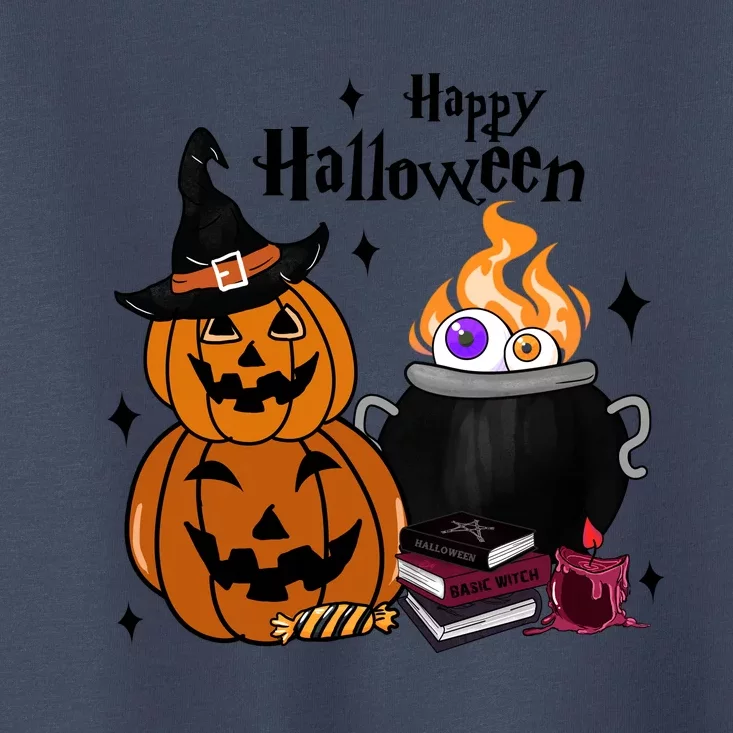 Happy Halloween Potluck Pumpkin Witch Spooky Graphic Plus Size Party Toddler T-Shirt