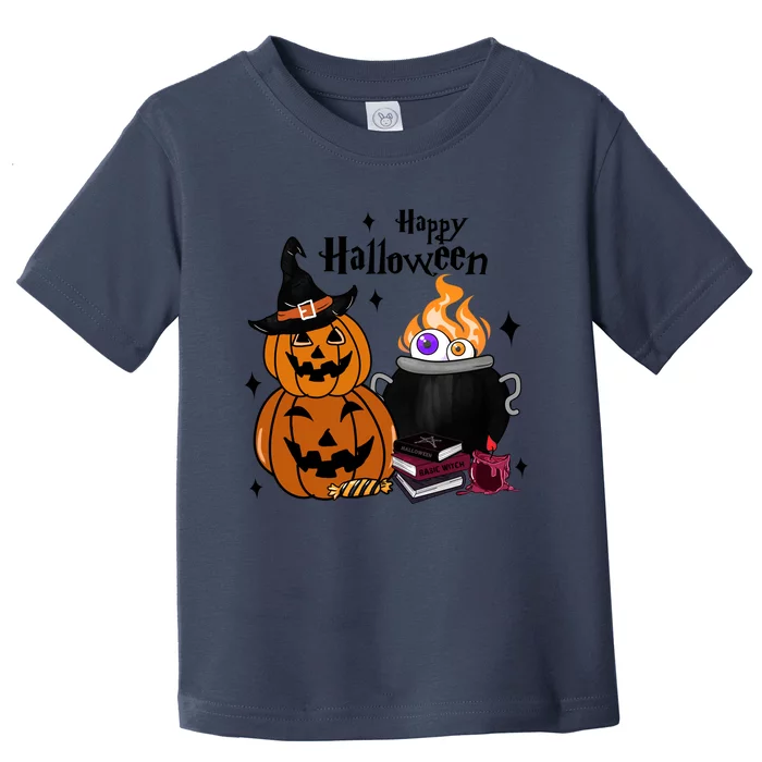 Happy Halloween Potluck Pumpkin Witch Spooky Graphic Plus Size Party Toddler T-Shirt