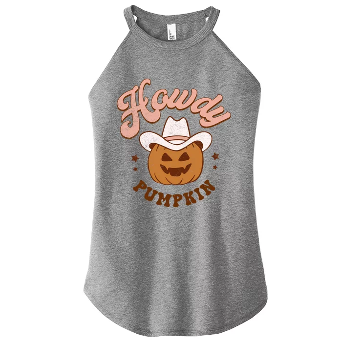 Halloween Howdy Pumpkin Cow Hat Happy Meaningful Gift Women’s Perfect Tri Rocker Tank