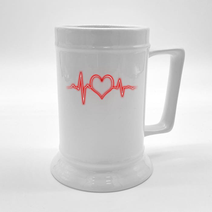 Heart Heartbeat Pulse Valentines Day Gift With Love Gift Front & Back Beer Stein